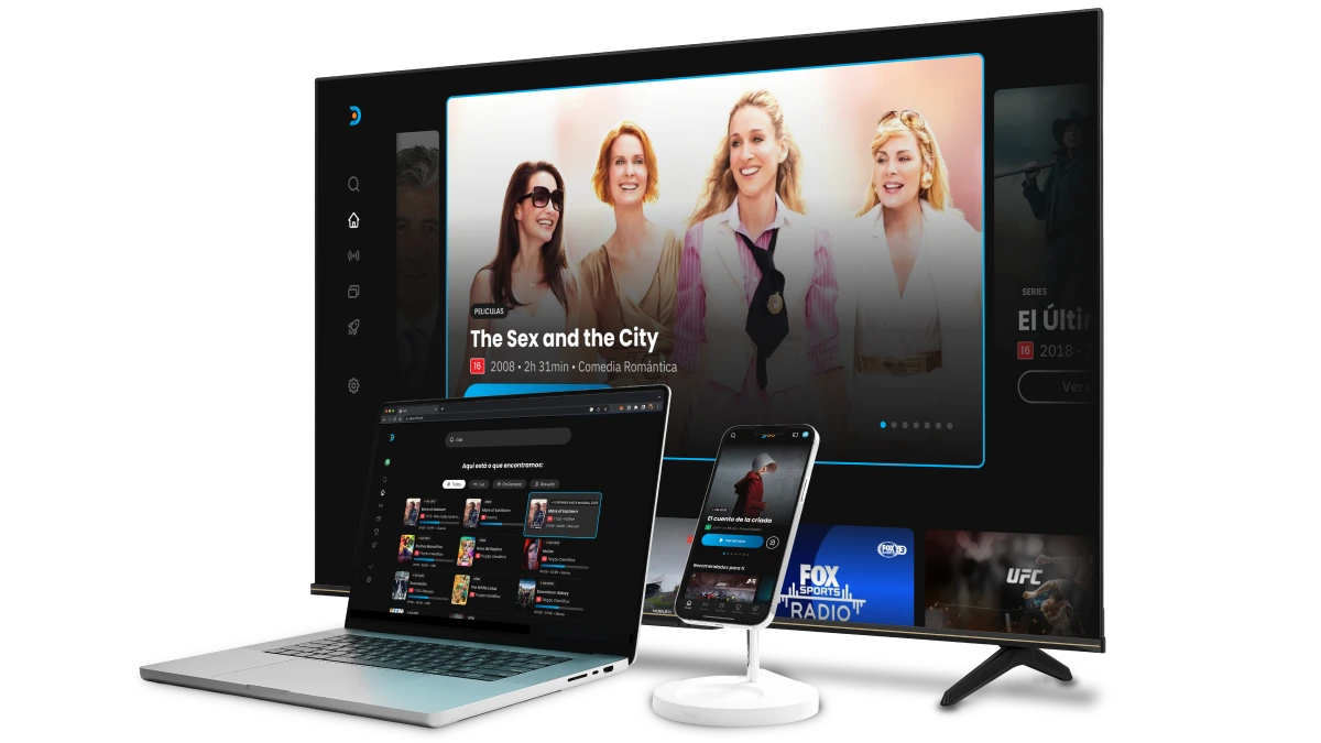 DGO multi-device experience — TV, laptop, and mobile