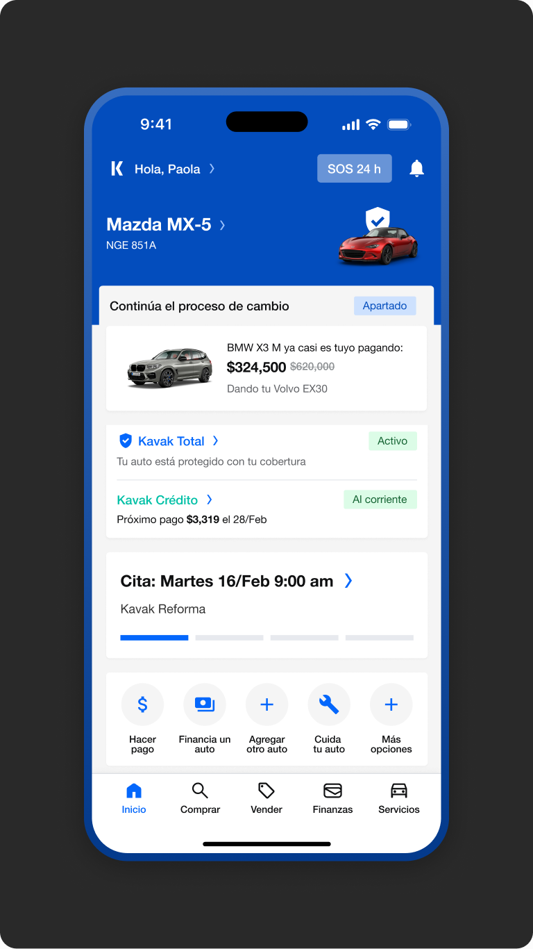 User buying + financing — search + application status